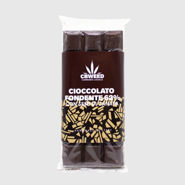 BARRETTA DI CIOCCOLATO FONDENTE CON SEMI DI CANAPA 100 g
